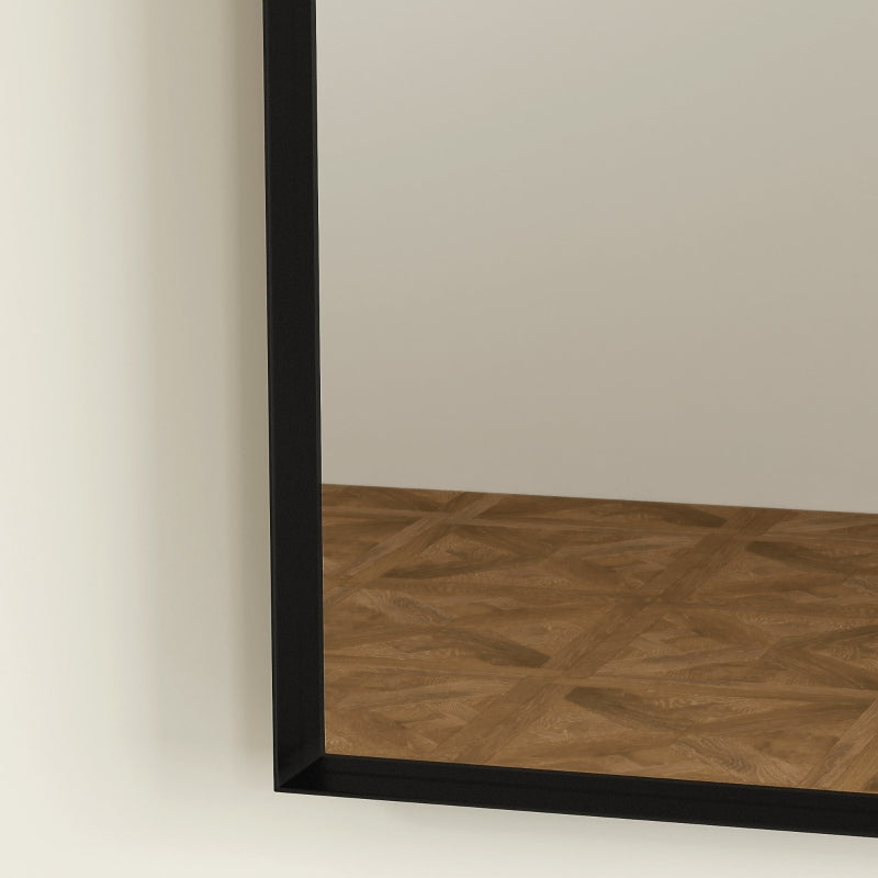 Curved Bathroom Mirror, 50 x 70 cm, Aluminum Frame, Black