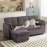 Sofa Bed, Multi-functional with Storage & Pull-Out, Chaise Lounge Interchangeable, L-Shaped Modular