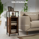 Side table, coffee table with adjustable shelf, industrial design, rustic brown