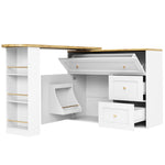 Extendable Bar Table Telescopic Storage Snack Shelf 138-204cm - White