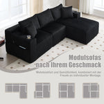 Modular Sofa Set Chaise Longue & 2-Seater with Pockets, Corduroy Fabric