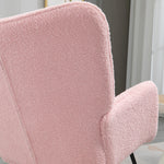 Rocking Chair Recliner Accent Max Load 120 kg Faux Lambskin Pink