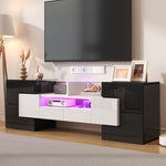 Stylish TV Cabinet Lowboard 145cm LED High-Gloss White