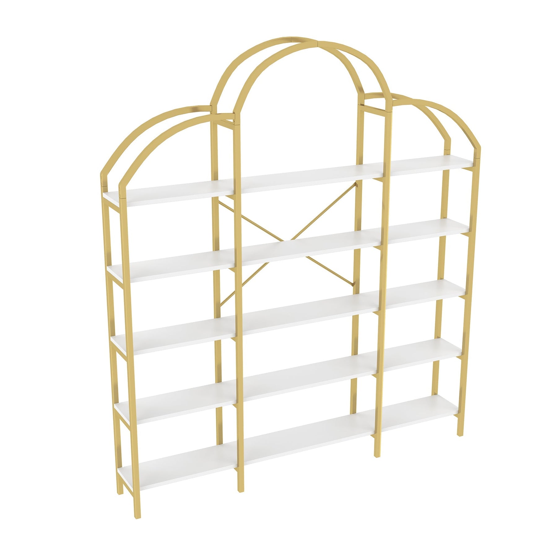 Cloud Shape Display Shelf 170x190cm 5-Tier Storage Steel Tube MDF Gold + White