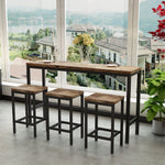 Dining Table Set, 148CM Modern Design Kitchen Pub Table with 3 Stools, Natural