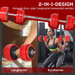 Dumbbell Set 2-IN-1 Adjustable Barbell 20/30KGS - Red/Black