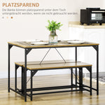 Dining Set, Industrial Design 3-Piece 4 People, Natural Wood