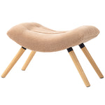 Footstool, Upholstered with Wooden Legs, Fleece, Brown