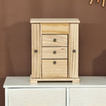 Jewelry Box, 4-Tier Case with Mirror, Wood Brown