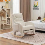 052 Rocking Chair, Upholstered with Armrest, 110 kg, White Teddy Fabric