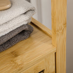 Bathroom Cabinet, Height-Adjustable, 2 Shelves, 33x30x120cm, Natural Bamboo