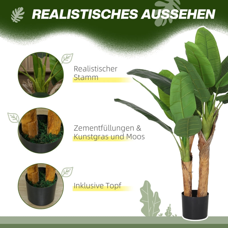 Artificial Banana Tree, Set of 2, 120 cm, Plastic