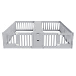 Kids Wooden Bed 90x200cm with Drawer & Safety Rail, Grey