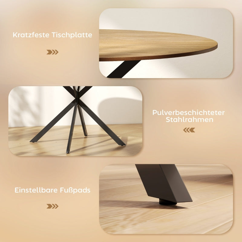 Round Dining Table Ø120 Industrial Steel Legs, Oak