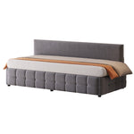 Upholstered Sofa Bed 90x200cm, Hydraulic Storage, Backrest, Check Pattern, Dark Grey Velvet