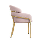 Dining Chair, Single Light Luxury Leisure Chair with Metal Legs, Pink Velvet