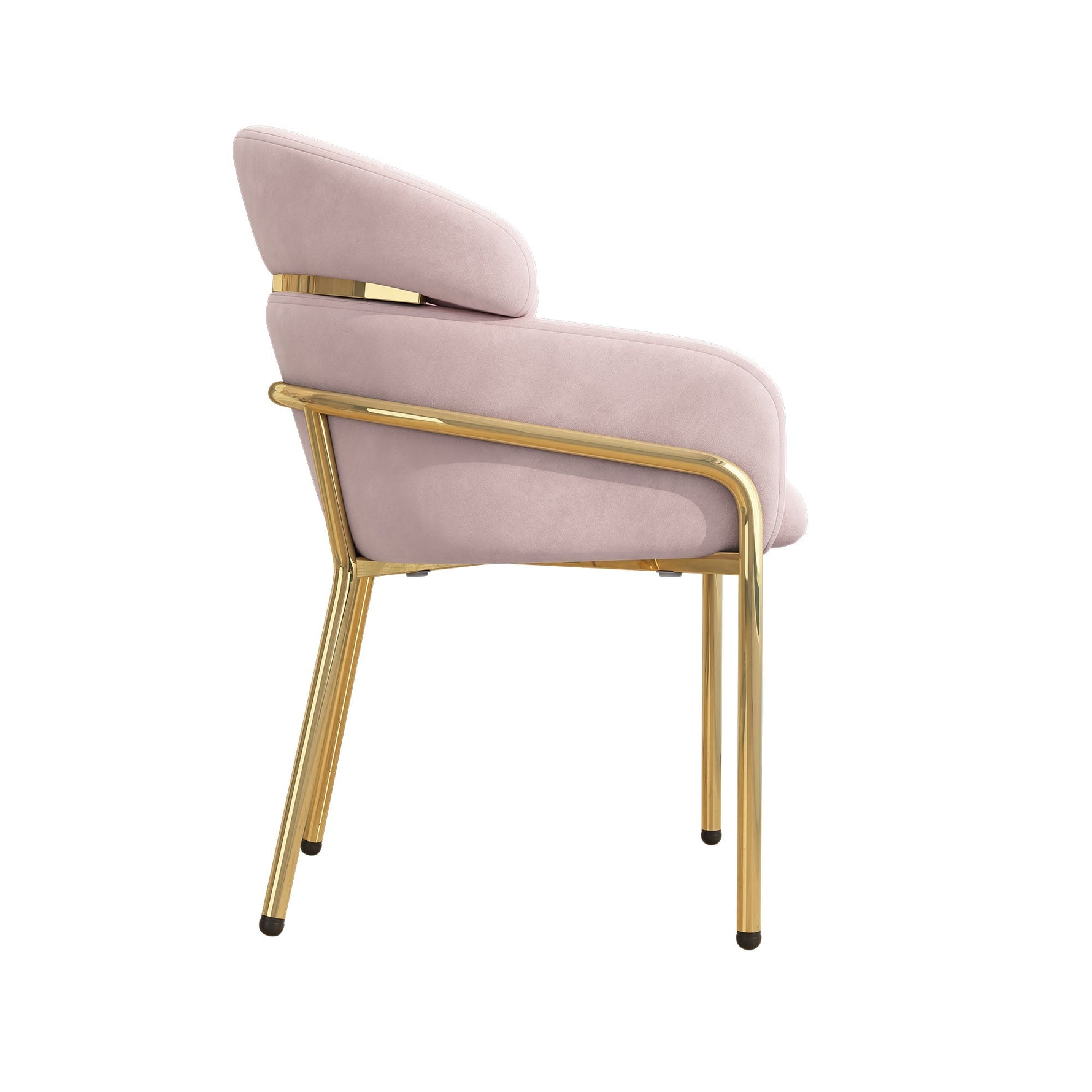 Dining Chair Single Light Luxury with Metal Legs Velvet Pink