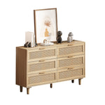 Rattan Storage Cabinet 6-Drawer 130cm Natural