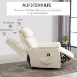 Recliner TV Chair Electric Lift Reclining Function Faux Leather Beige