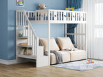 Bunk Bed, 90x200 with Stairs, Loft, Solid Wood, White