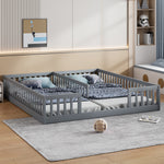 Children's Panel Bed 90x200 cm with Railing, Grey Pine Wood