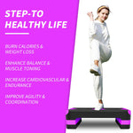 Aerobic Exercise Step Platform 27" with Adjustable Height Risers - Purple