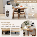 Kitchen Island with Wheels, Extendable Folding Tabletop, Power Strips & Hooks - White