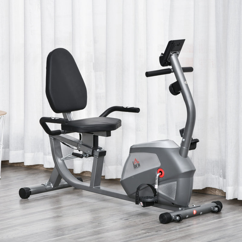 Recumbent Exercise Bike with LCD Display, 8 Magnetic Resistance Levels and Heart Rate Sensors, Black