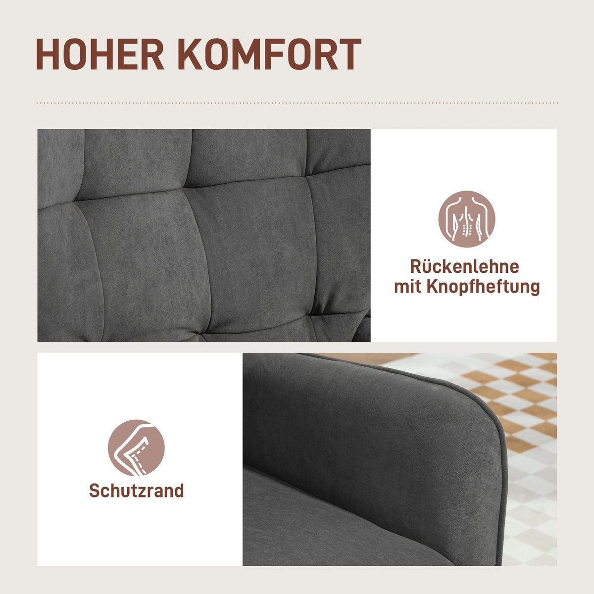 Armchair Lounge Relaxing Reading Chair, Velvet Gray