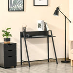 Computer Desk with Storage, Cable Management, Metal Black