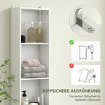 Tall Bathroom Cabinet, Drawer Door Adjustable Shelves, White