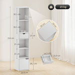Bookshelf 6-Tier Adjustable Drawer Cabinet White