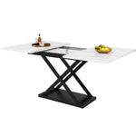 Dining Set 5-Piece Extendable Table 160cm 4 Chairs - White Marble/Black Velvet