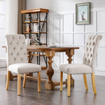 Velvet Dining Chairs Set of 4 with Oak Legs and Chrome Knocker Beige