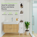Narrow Tall Cabinet, Freestanding with 2 Drawers and 3 Shelves, White