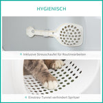 Cat Litter Box, Hooded Scoop Grid Base, XXL, White