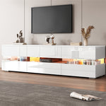 Modern TV Cabinet 160cm LED Storage for 70-inch TVs High-Gloss White