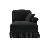 Windsor Sofa RSF with 1 Cushion and Removable Skirt, Black Chenille