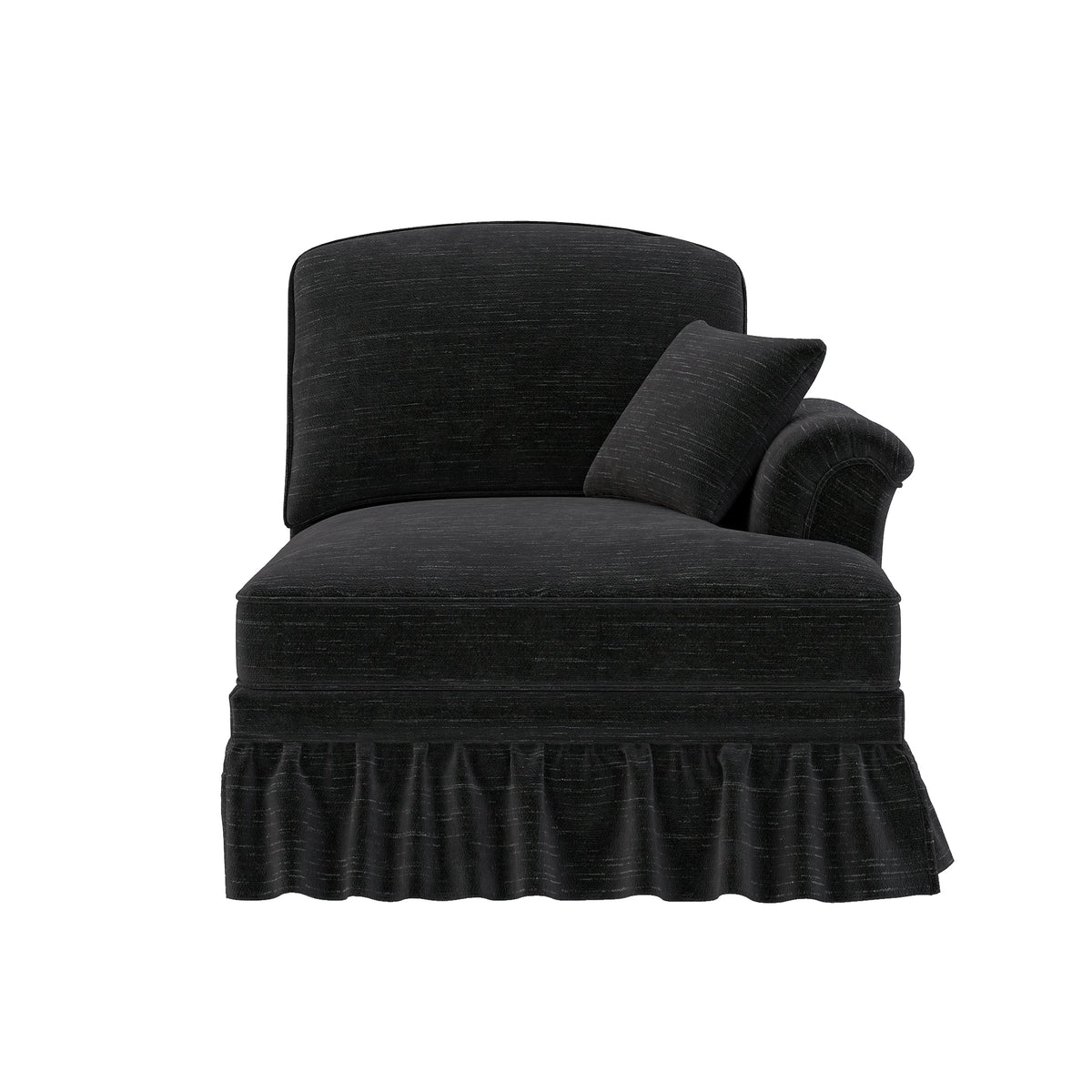 Windsor Sofa RSF with 1 Cushion and Removable Skirt, Black Chenille