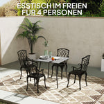 Garden Table 80x80x74cm Weatherproof 4 Person Steel, Grey