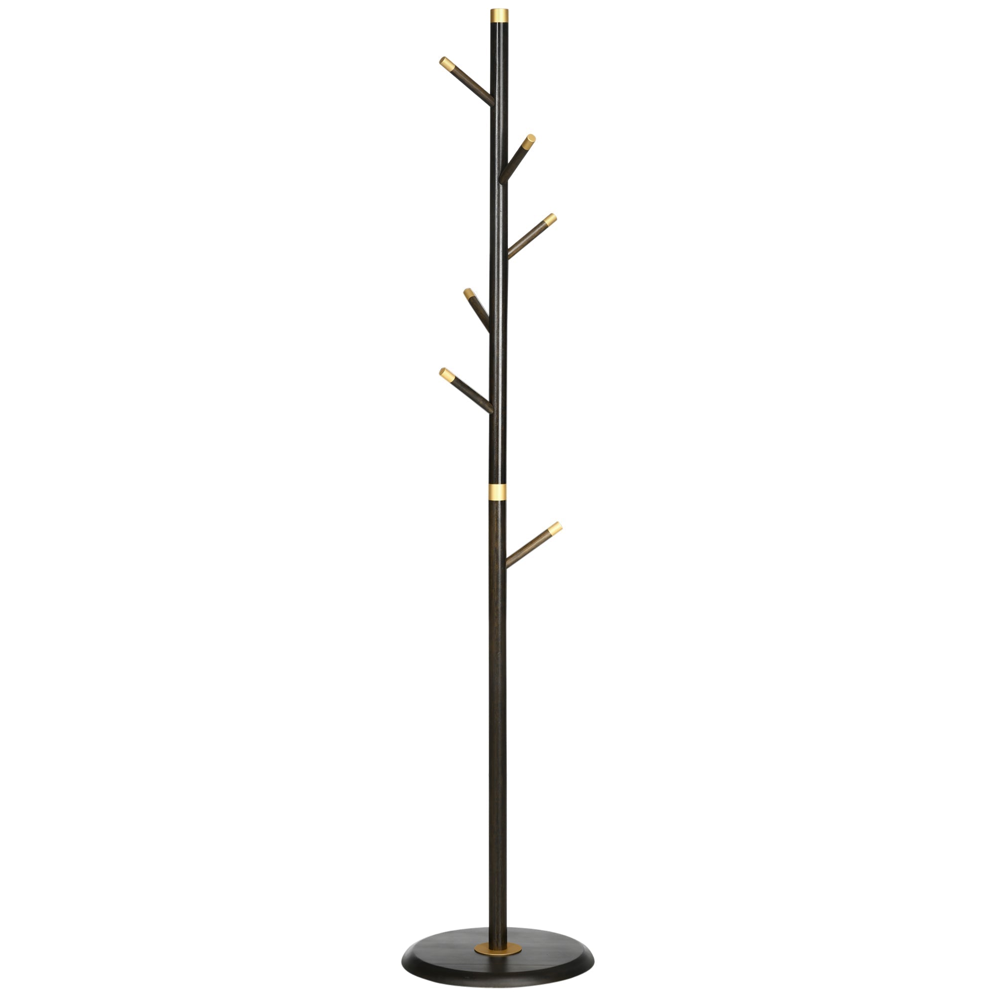Coat Rack, 6 Hooks, Freestanding, Walnut