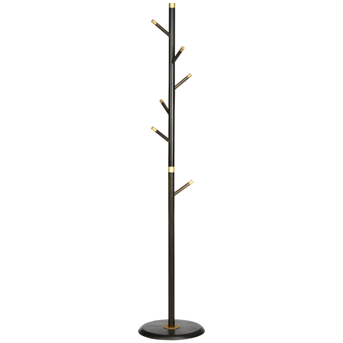 Coat Rack, 6 Hooks, Freestanding, Walnut