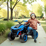Electric Quad Bike for Children with LED Headlights and Music, Blue