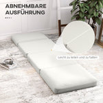 Folding Velvet Sofa Bed, 3-in-1, Storage, Cream White