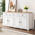Sideboard Cabinet Buffet Storage Set, 160L x 35W x 76H cm, Modern and Simple White MDF