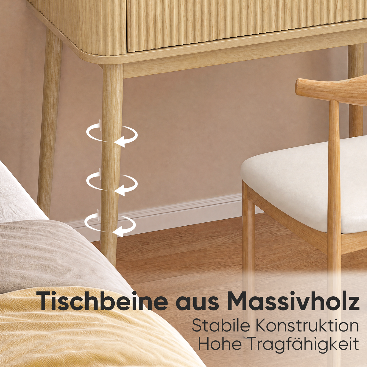 Dressing Table with LED Mirror & Drawers, 80x40x133 cm, Oak