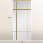 Wall Mirror 110 x 50 cm Decorative Rectangular Metal Frame, Gold