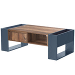 Coffee Table with Handleless Drawer & Double-Sided Storage, Anthracite Wood Grain