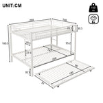 Bunk Bed with Pull-Out Bed and High Railings, 140x200cm Iron Frame, White