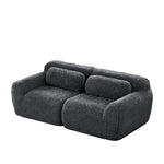 2-seater Sofa Frameless Modular Design Plush Fabric Grey